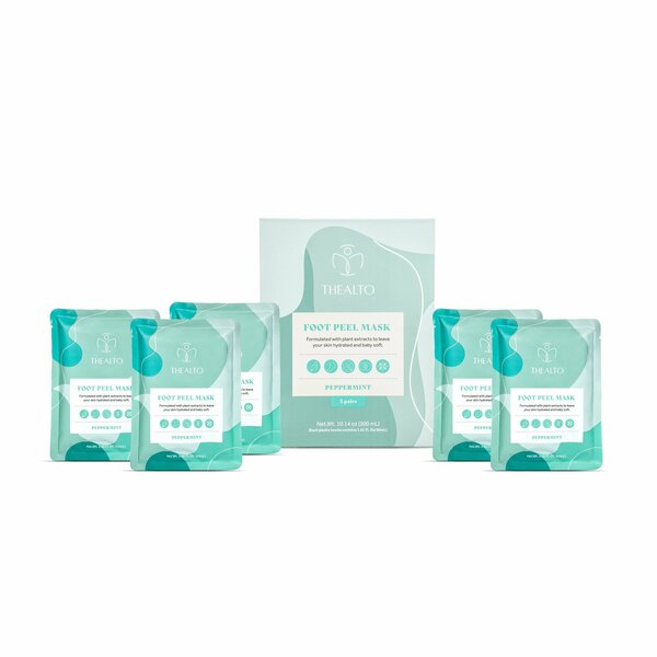 Thealto Peppermint Foot Peel Masks, Gently Exfoliates and Leaves Skin Baby Soft, 5PK TH-FMPEP-5PK